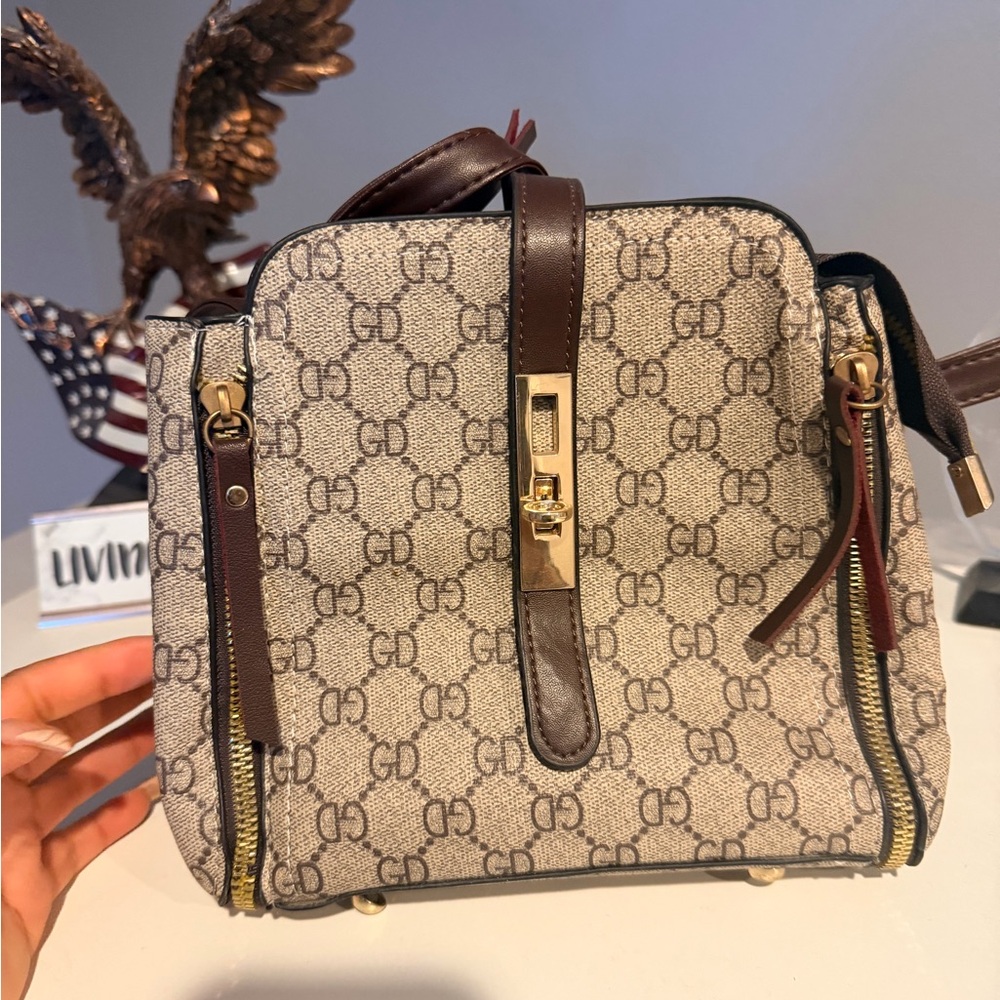 Beige and Brown Women's Bag